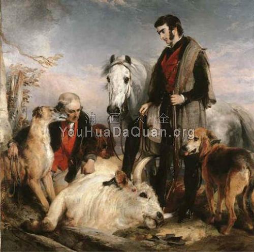 Scene in Chillingham, Park Portrait of Lord Ossulston, or death of the wild bull - 埃德温·亨利·兰德希尔爵士